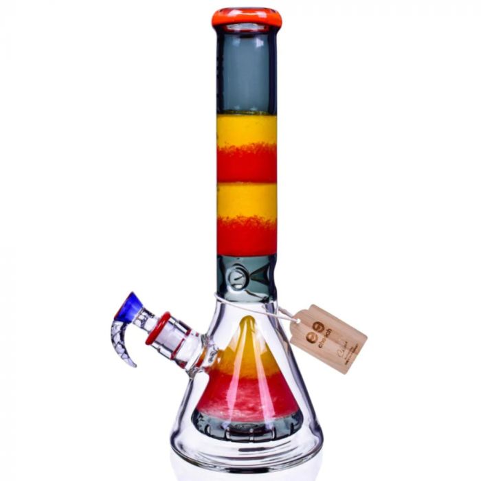 Cheech Glass Color Frit Beaker Ice Bong with Pyramid Perc