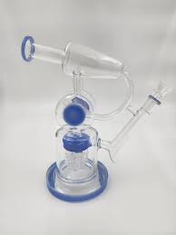“AquaCycle Euphoria” – Clear & Blue Dab Rig with Recycler Chamber